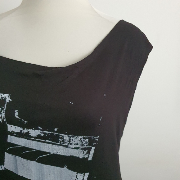 NWT We Walk Sleeveless Hand Printed Festival Black Mini Dress Size L - Picture 4 of 9